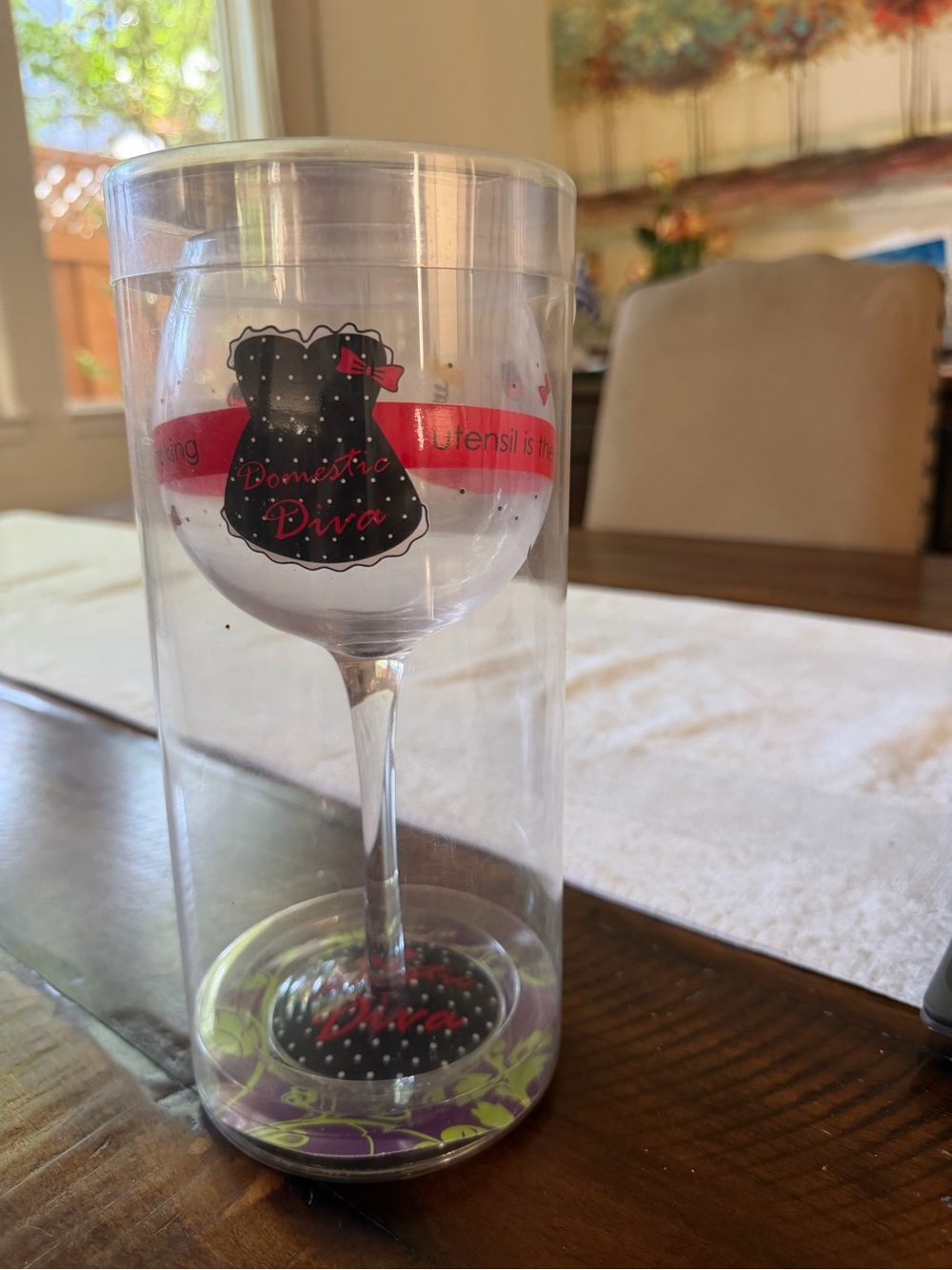Red Accent Wine Glass -